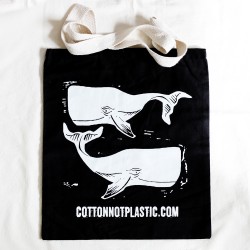 Sacoșă Bumbac - Balene - Negru