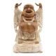 Statueta Lemn Buddha fericit cu mâinile sus - Alb 40 cm Statueta Lemn Buddha fericit cu mâinile sus - Alb 40 cm